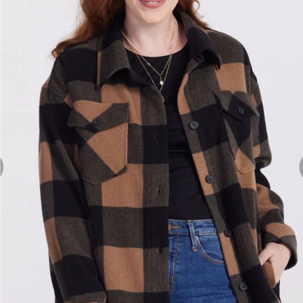 Woolx sawyer shacket Plaid Women's Jacket in Black and Brown